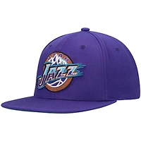 Casquette Snapback Utah Jazz Hardwood Classics Team Ground 2.0 violette Mitchell & Ness pour hommes