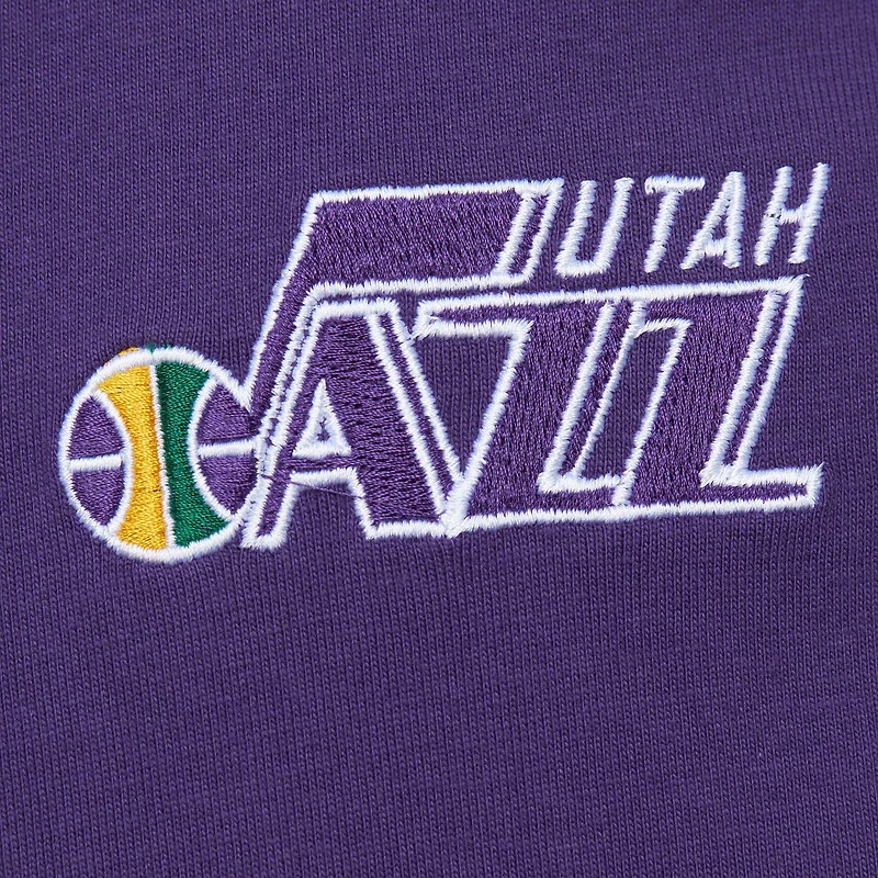 Men's Mitchell & Ness Purple Utah Jazz Hardwood Classics Team OG 2.0 Premium Vintage Logo T-Shirt