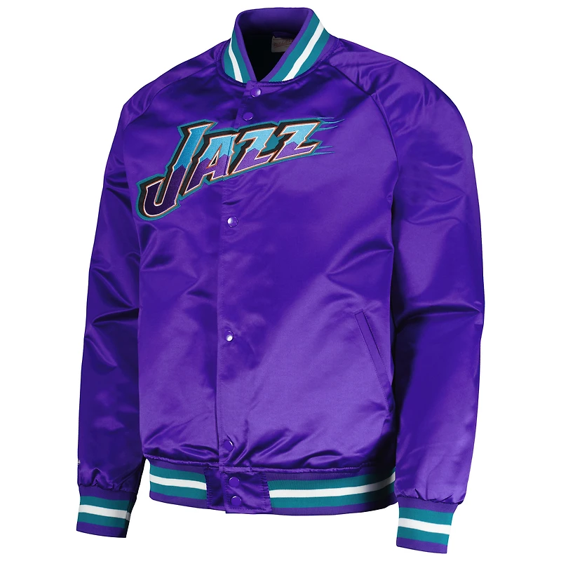 Veste à bouton-pression intégrale raglan pour hommes Mitchell & Ness Purple Utah Jazz Hardwood Classics