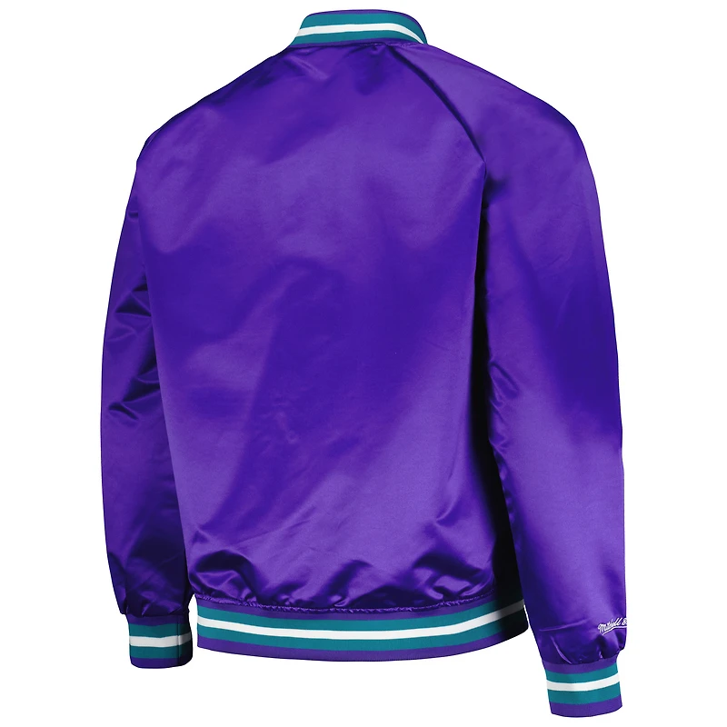 Veste à bouton-pression intégrale raglan pour hommes Mitchell & Ness Purple Utah Jazz Hardwood Classics