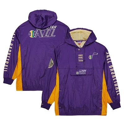 Veste coupe-vent anorak violet Utah Jazz Team OG 2.0 pour homme Mitchell & Ness avec logo vintage et fermeture éclair quart de tour