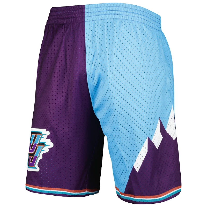 Men's Mitchell & Ness Turquoise/Purple Utah Jazz Hardwood Classics 1996 Split Swingman Shorts