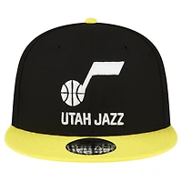 Casquette Snapback 9FIFTY officielle couleur 2 tons de l'équipe Utah Jazz New Era pour hommes, noir/jaune