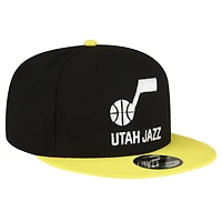 Casquette Snapback 9FIFTY officielle couleur 2 tons de l'équipe Utah Jazz New Era pour hommes, noir/jaune