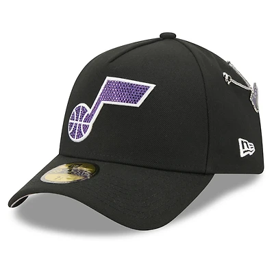 Men's New Era Black Utah Jazz 2026 NBA Draft On-Stage Crystal A-Frame 59FORTY Fitted Hat