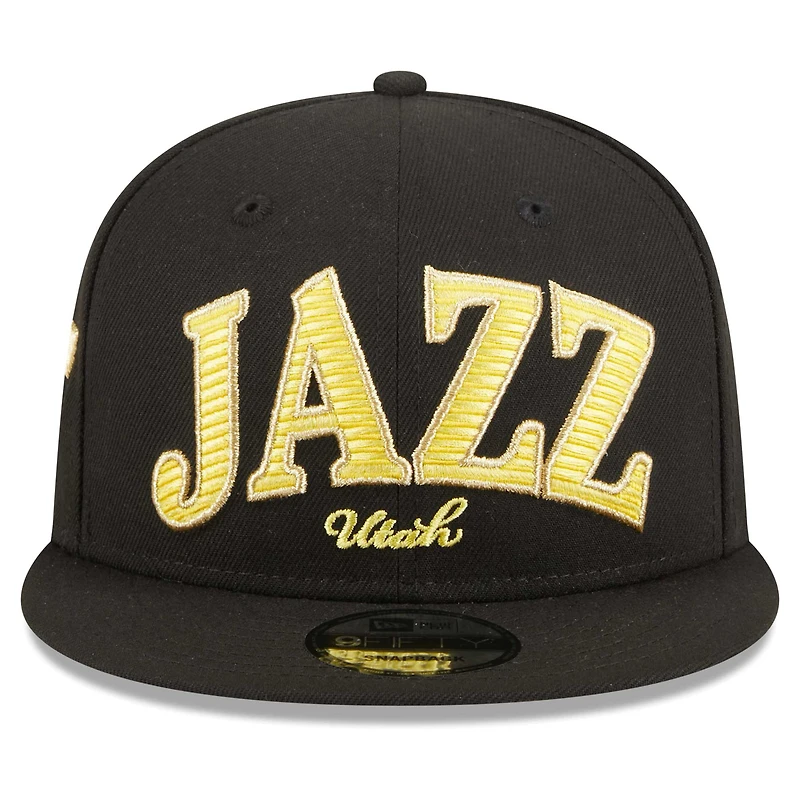 Casquette Snapback 9FIFTY Utah Jazz Golden Tall Text New Era noire pour homme
