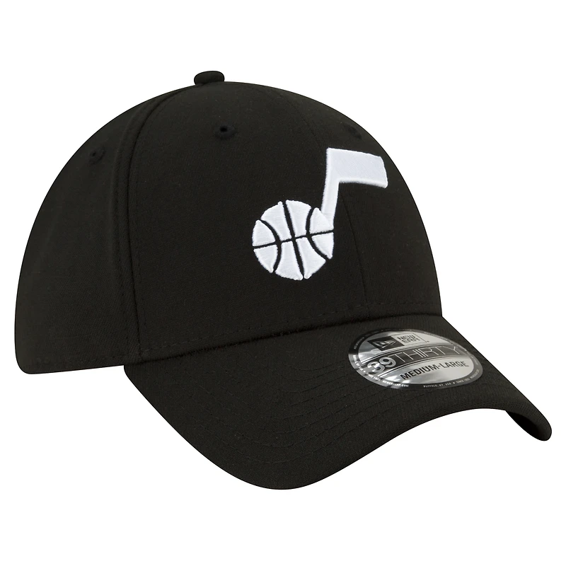 Men's New Era Black Utah Jazz Logo 39THIRTY Flex Hat