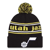 Men's New Era Black Utah Jazz Marquee Cuffed Knit Hat with Pom