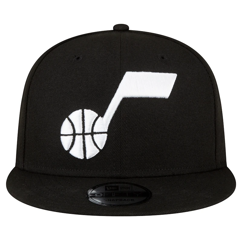 Casquette Snapback 9FIFTY noire de l'équipe officielle Utah Jazz New Era pour hommes