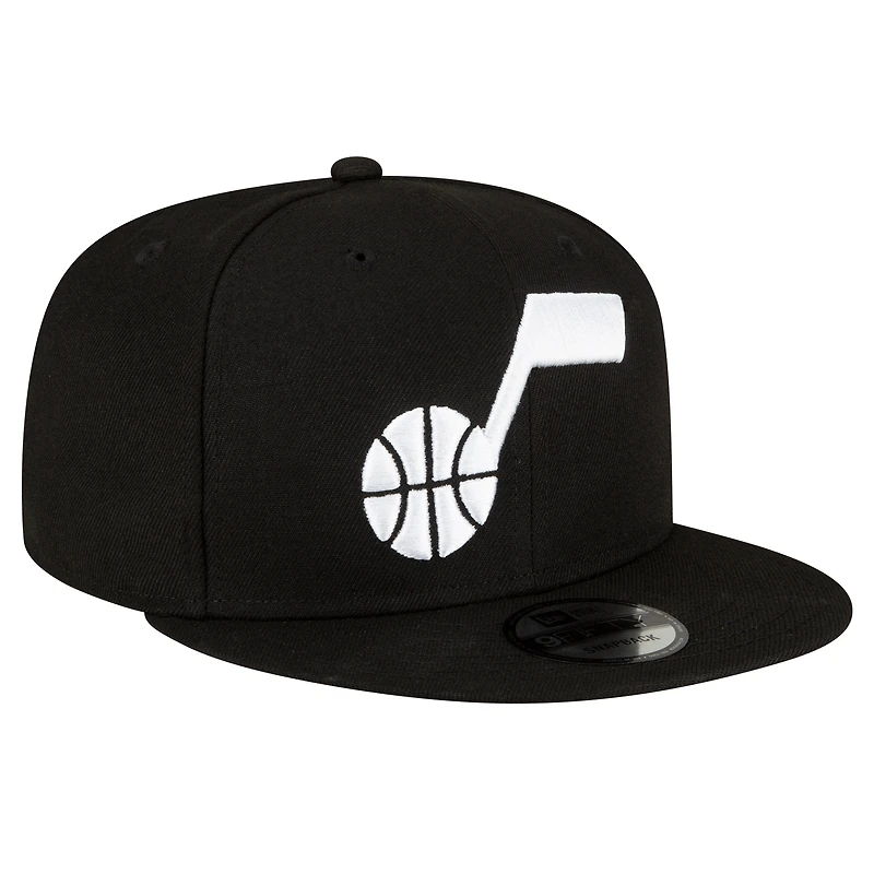 Casquette Snapback 9FIFTY noire de l'équipe officielle Utah Jazz New Era pour hommes