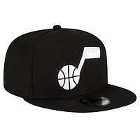 Casquette Snapback 9FIFTY noire de l'équipe officielle Utah Jazz New Era pour hommes