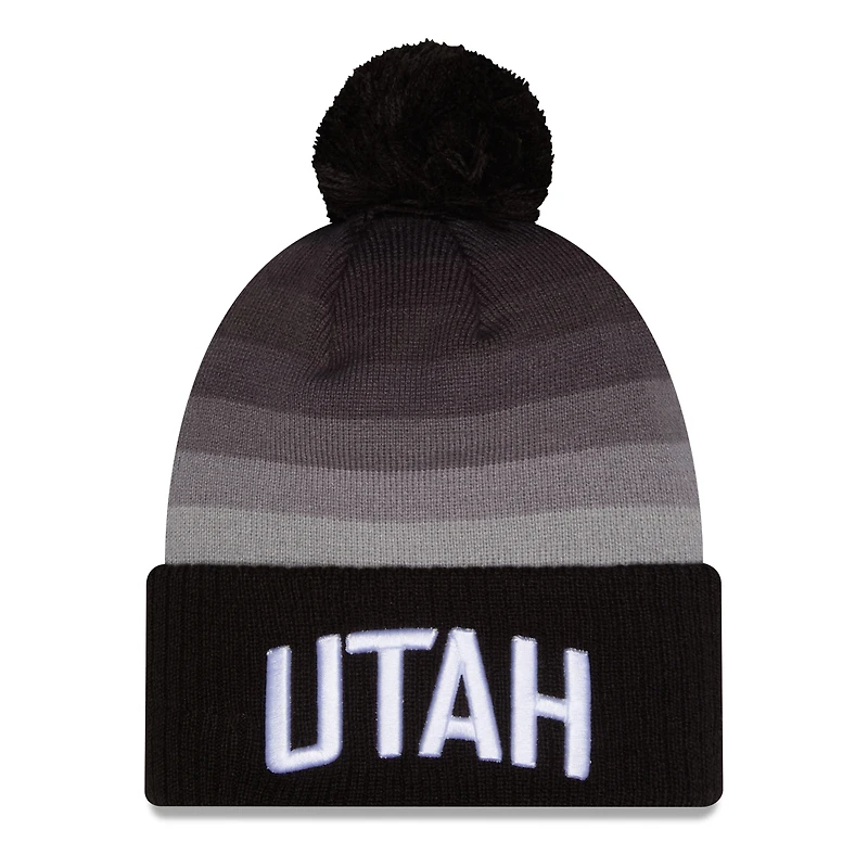 Men's New Era Gray/Black Utah Jazz 2025/26 City Edition Cuffed Knit Hat with Pom