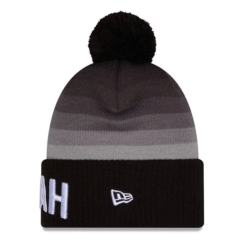 Men's New Era Gray/Black Utah Jazz 2025/26 City Edition Cuffed Knit Hat with Pom