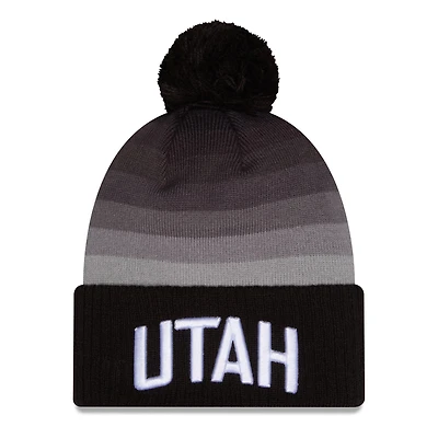 Men's New Era Gray/Black Utah Jazz 2025/26 City Edition Cuffed Knit Hat with Pom