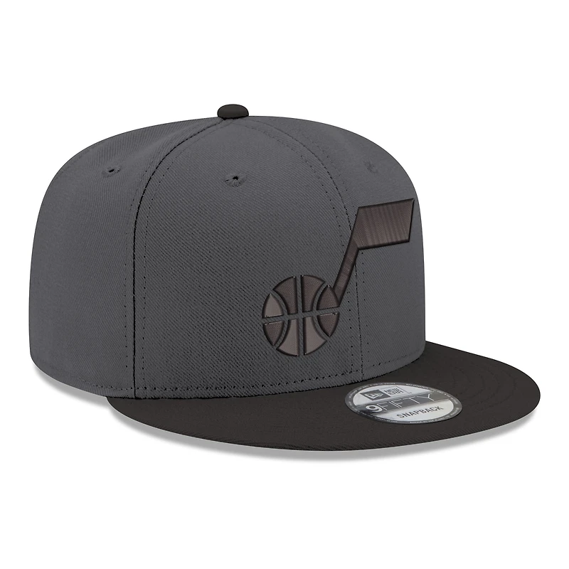 Men's New Era Gray/Black Utah Jazz Logo 2-Tone 9FIFTY Snapback Hat