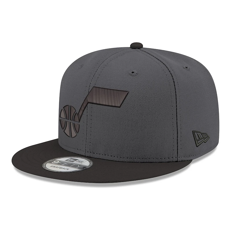 Men's New Era Gray/Black Utah Jazz Logo 2-Tone 9FIFTY Snapback Hat