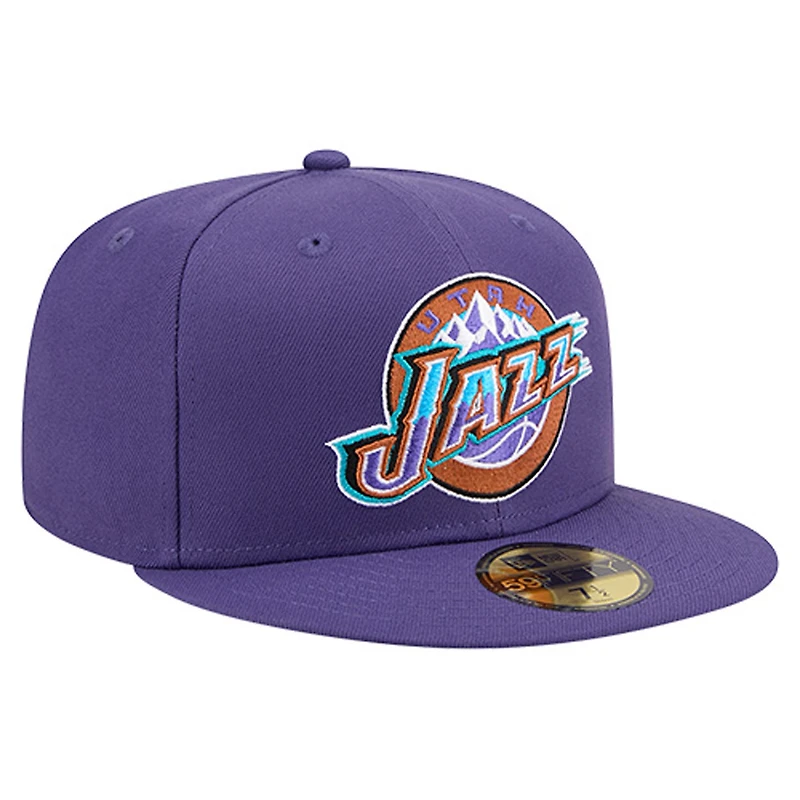Casquette ajustée New Era Utah Jazz Core Logo 59FIFTY violette pour homme