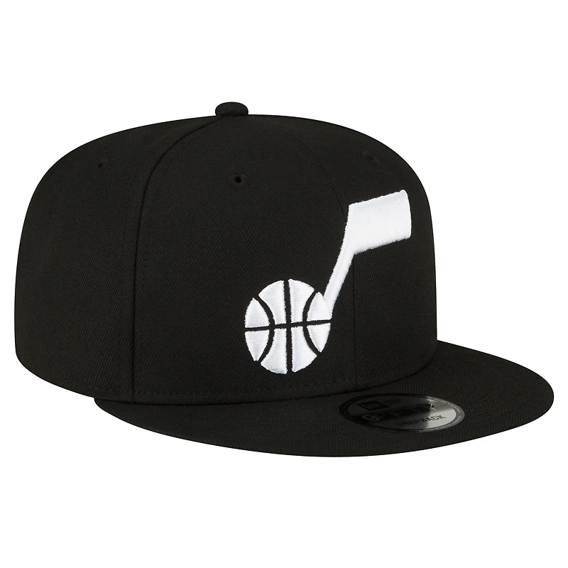 Casquette snapback New Era Utah Jazz noire et blanche 9FIFTY pour homme