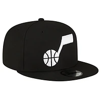 Casquette snapback New Era Utah Jazz noire et blanche 9FIFTY pour homme