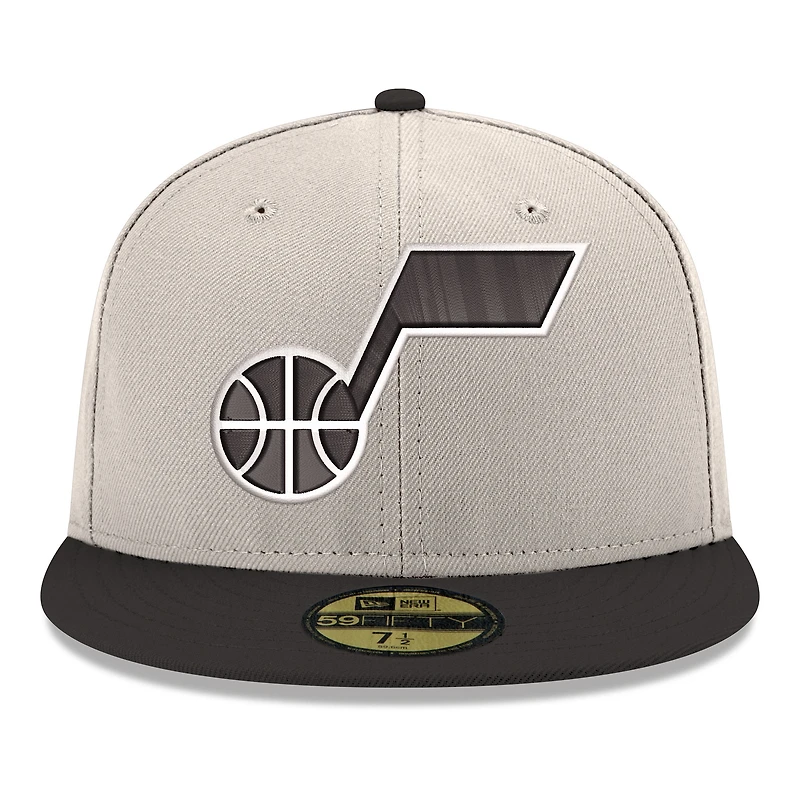 Men's New Era  White/Black Utah Jazz Chrome 59FIFTY Fitted Hat
