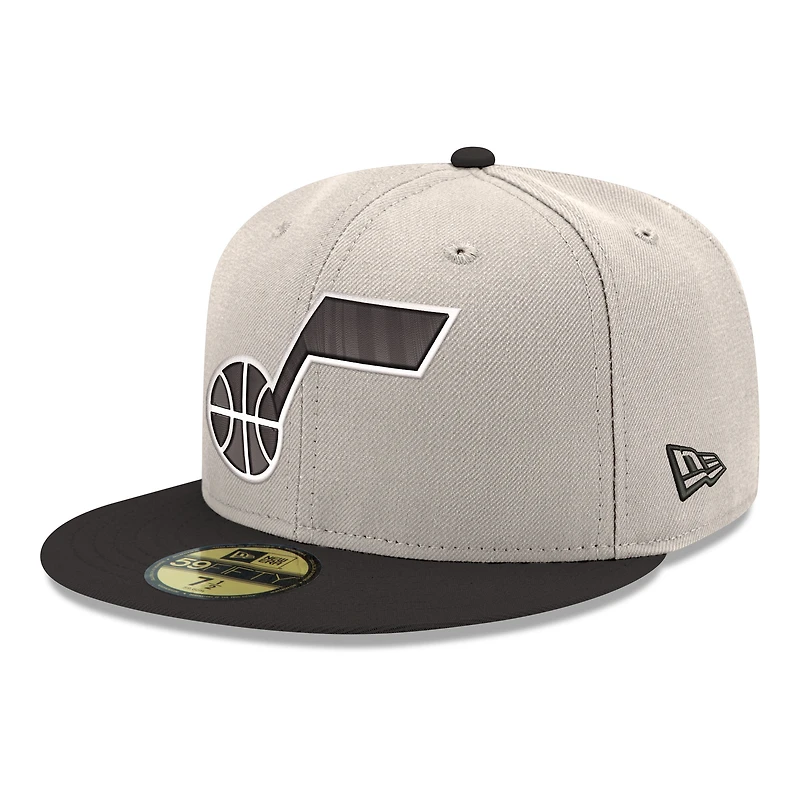 Casquette ajustée New Era Utah Jazz Chrome 59FIFTY blanche et noire pour homme