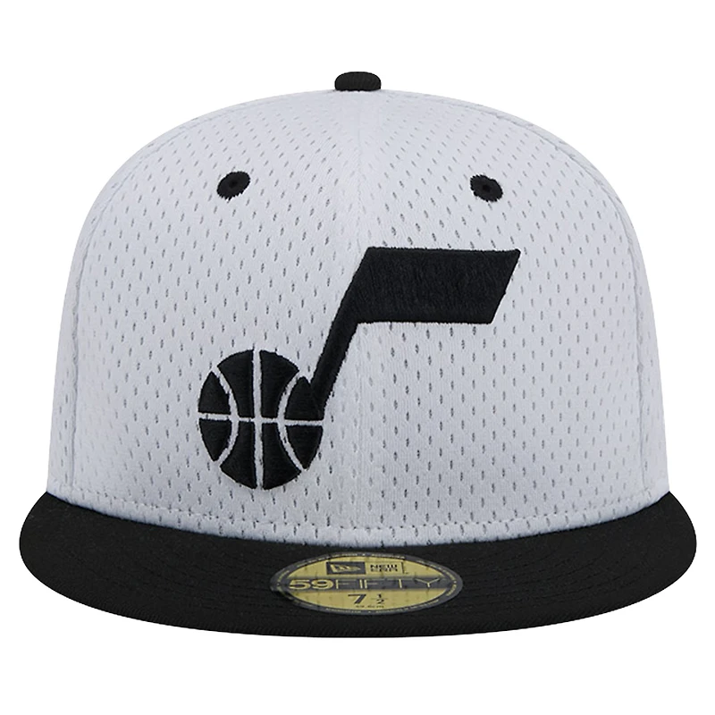 Casquette ajustée Utah Jazz Throwback 2Tone 59FIFTY New Era pour hommes, blanc/noir