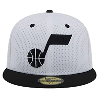 Casquette ajustée Utah Jazz Throwback 2Tone 59FIFTY New Era pour hommes, blanc/noir