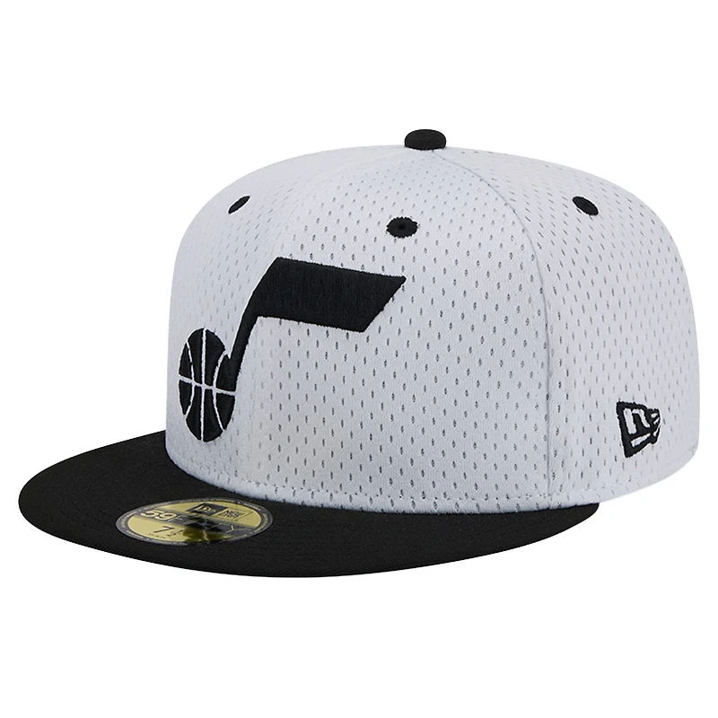 Casquette ajustée Utah Jazz Throwback 2Tone 59FIFTY New Era pour hommes, blanc/noir