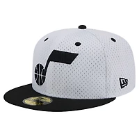 Casquette ajustée Utah Jazz Throwback 2Tone 59FIFTY New Era pour hommes, blanc/noir