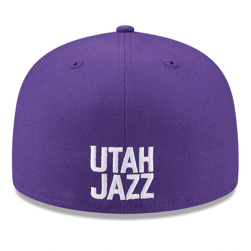 Casquette ajustée New Era Utah Jazz 2025 NBA Tip Off Split Panel 59FIFTY pour homme, blanche et violette