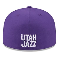 Casquette ajustée New Era Utah Jazz 2025 NBA Tip Off Split Panel 59FIFTY pour homme, blanche et violette