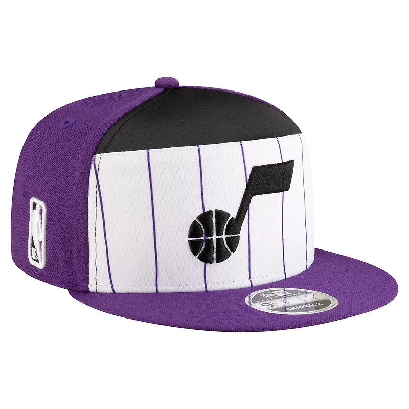 Casquette snapback 9FIFTY blanche/violette pour homme New Era Utah Jazz 2025 NBA Tip Off Split Panel