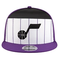 Casquette snapback 9FIFTY blanche/violette pour homme New Era Utah Jazz 2025 NBA Tip Off Split Panel