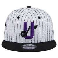 Casquette snapback 9FIFTY blanche à rayures fines Utah Jazz Deceptor New Era pour homme