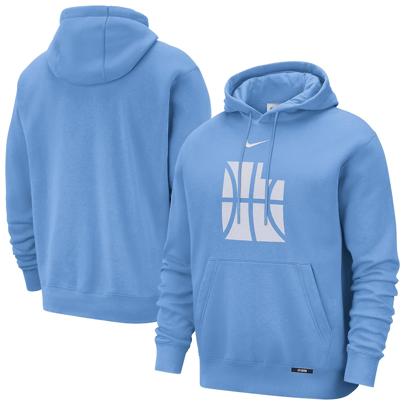 Sweat à capuche Nike Utah Jazz bleu pour homme, édition City 2025/26, logo essentiel remix