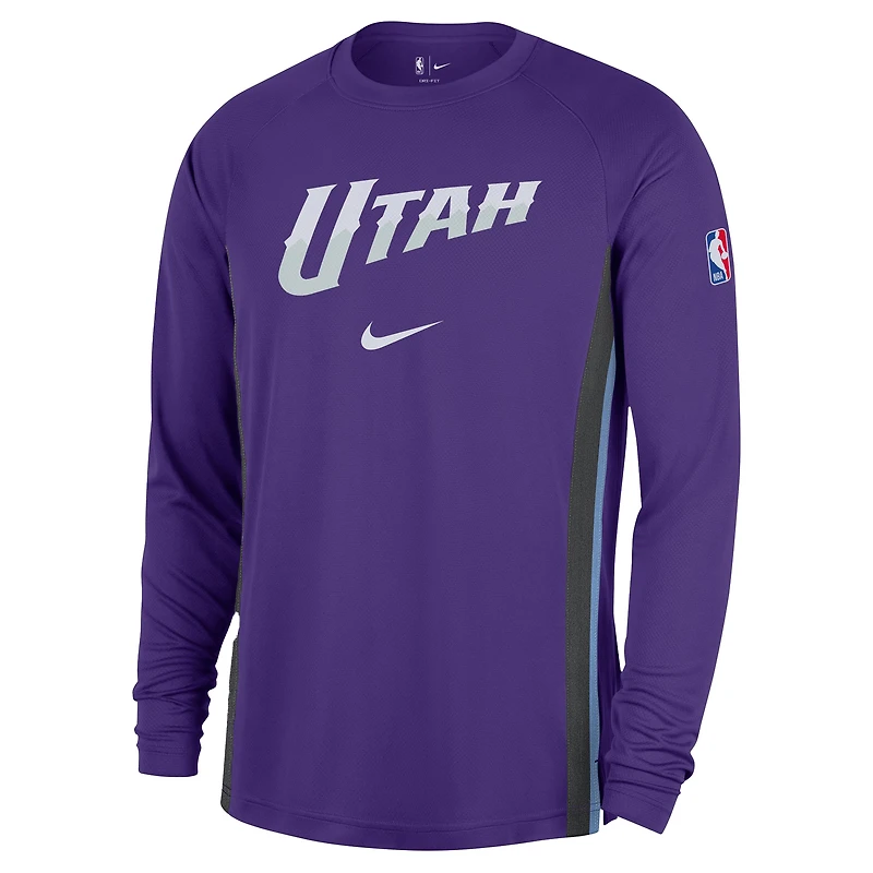 Maillot de tir Nike violet Utah Jazz 2025/26 Authentic Pre-Game Legend Dri-FIT à manches longues pour homme