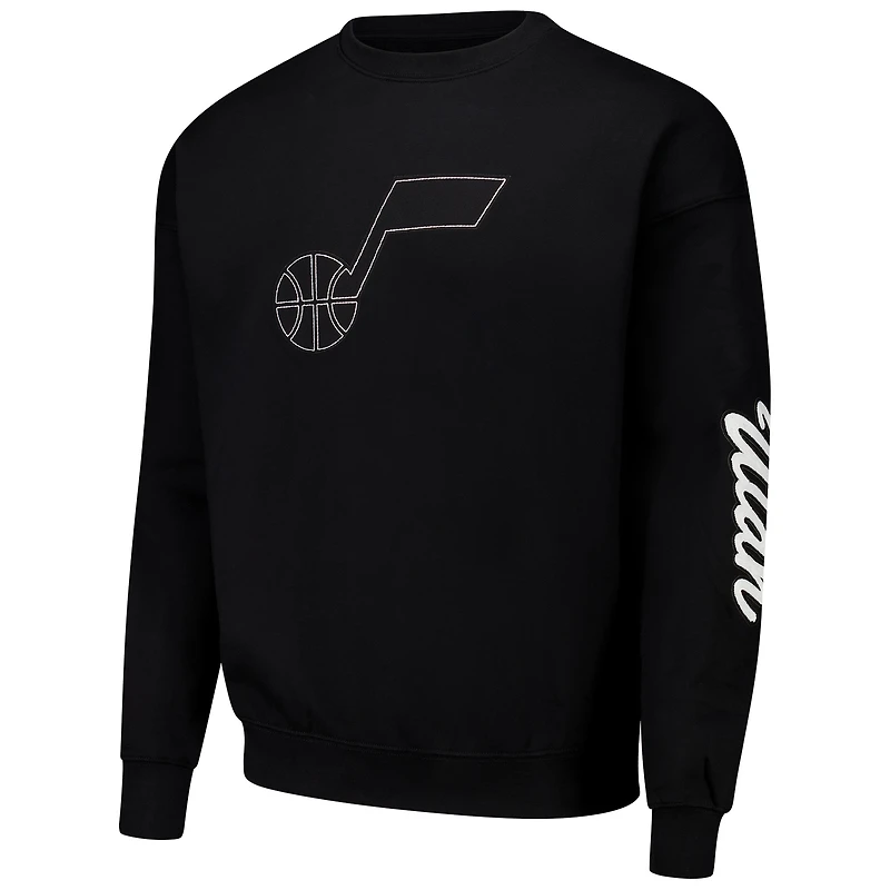 Men's Pro Standard Black Utah Jazz Paint the City Drop Shoulder Sweatshirt