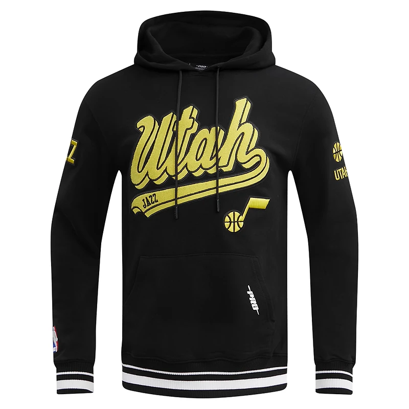 Sweat à capuche Pro Standard noir Utah Jazz Script Tail pour hommes