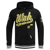 Sweat à capuche Pro Standard noir Utah Jazz Script Tail pour hommes