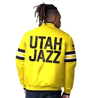 Men's Starter Gold Utah Jazz Scout Varsity Satin Full-Snap Jacket