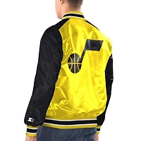 Veste universitaire en satin Starter Navy Utah Jazz Renegade pour hommes