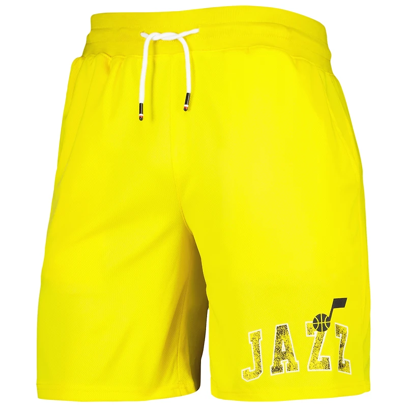 Tommy Jeans - Short de basket en maille jaune Utah Jazz Mike pour homme