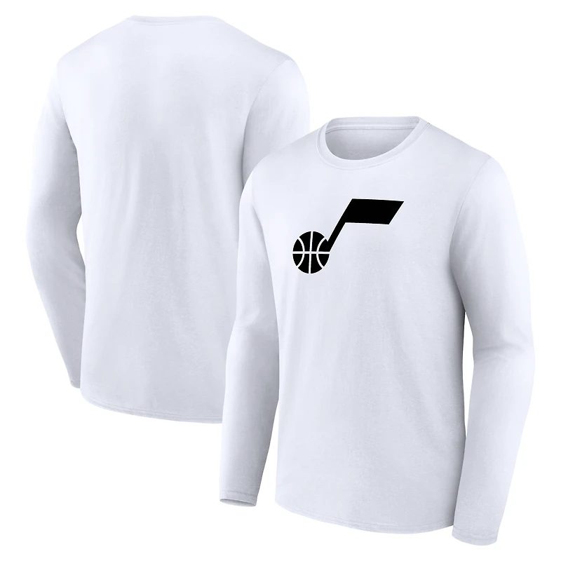 Men's  White Utah Jazz Primary Logo Long Sleeve T-Shirt
