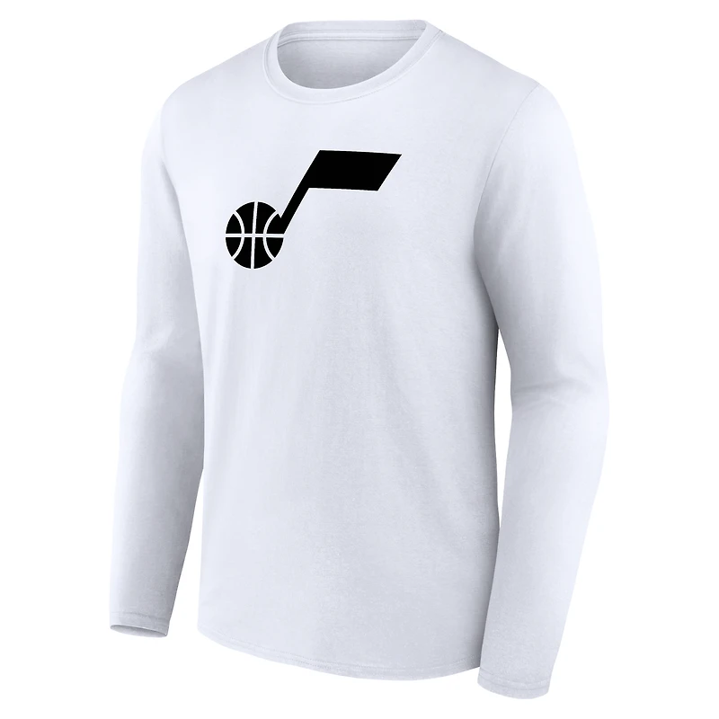 Men's  White Utah Jazz Primary Logo Long Sleeve T-Shirt
