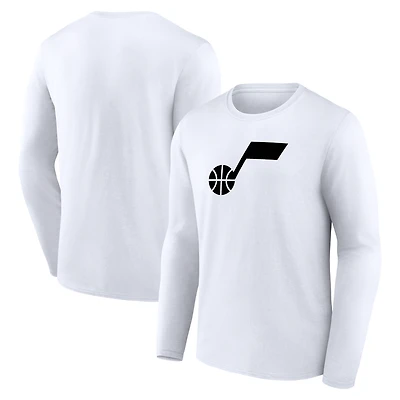 Men's  White Utah Jazz Primary Logo Long Sleeve T-Shirt