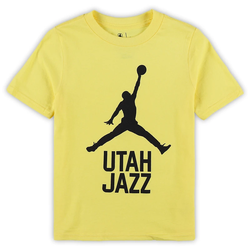 T-shirt Jumpman essentiel Jordan Brand Gold Utah Jazz pour enfants d'âge préscolaire