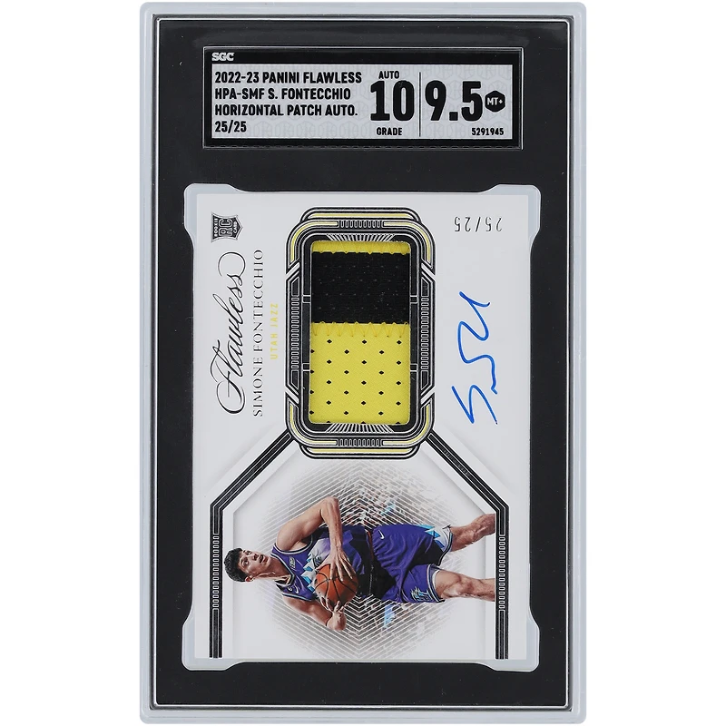 Carte Rookie authentifiée Panini Flawless Horizonal RPA #HPA-SMF #25/25 SGC 2022-23 autographiée par Simone Fontecchio du Utah Jazz