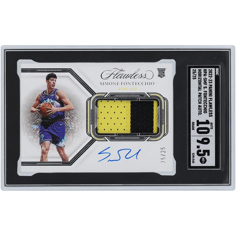 Carte Rookie authentifiée Panini Flawless Horizonal RPA #HPA-SMF #25/25 SGC 2022-23 autographiée par Simone Fontecchio du Utah Jazz