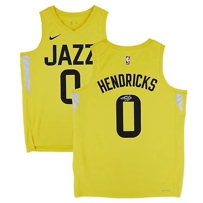 Taylor Hendricks Utah Jazz Autographed Nike Gold Icon Swingman Jersey 