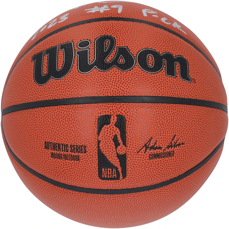 Ballon de basket-ball d'intérieur/extérieur Wilson Authentic Series autographié par Taylor Hendricks Utah Jazz avec inscription « 2023 #9 Pick »